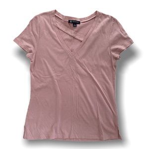 INC Top with diagonal detail at collar